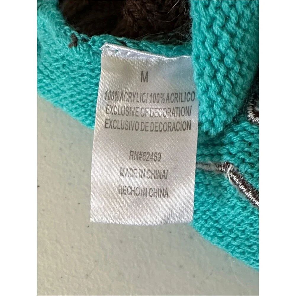Cozy Teal & Brown Dog Sweater Size Medium Cute & Comfy